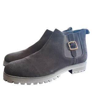 Timberland EU41 Gray suede chelsea bootie w/gold buckle detail classic